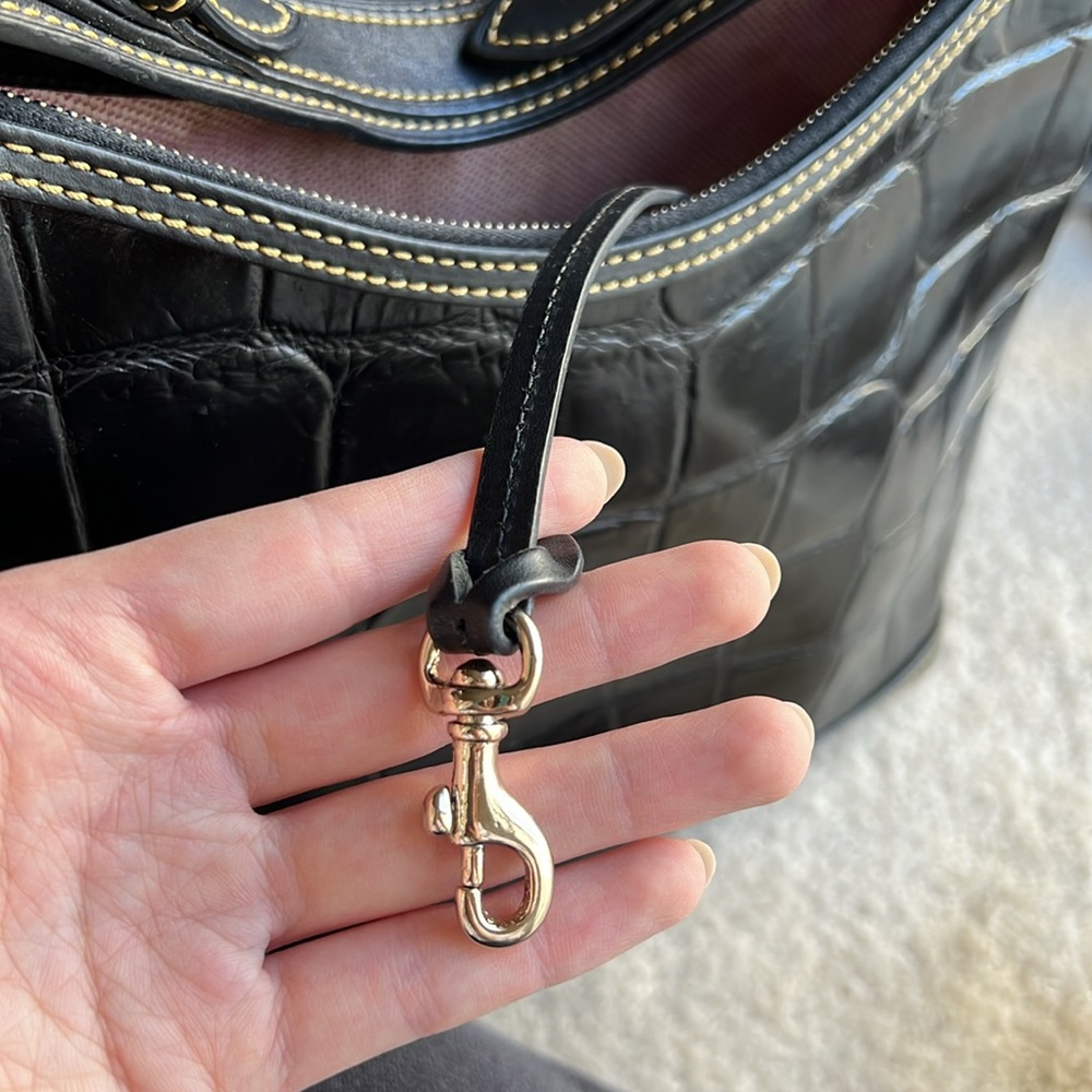 Dooney & Bourke Black Crocodile-Pattern Leather Handbag - Picture 15 of 15